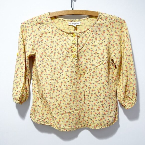 Tucker + Tate Size 6 Floral Peasant Style Shirt Top Blouse Yellow - Picture 1 of 7